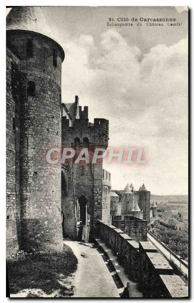 Cidade de Carcassonne — Echaugnette do Castelo Comtal — Fot. A. Thomas, Toulouse - Frente
