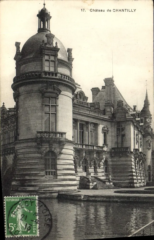 Castelo de Chantilly — vista do castelo com pátio — Frémont, Beaumont-sur-Oise, n°17 - Frente