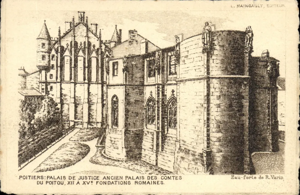 Poitiers: Altes Schloss der Grafen von Poitou, XII. bis XV. römische Fundamente — Verlag L. Maingault - Vorderseite