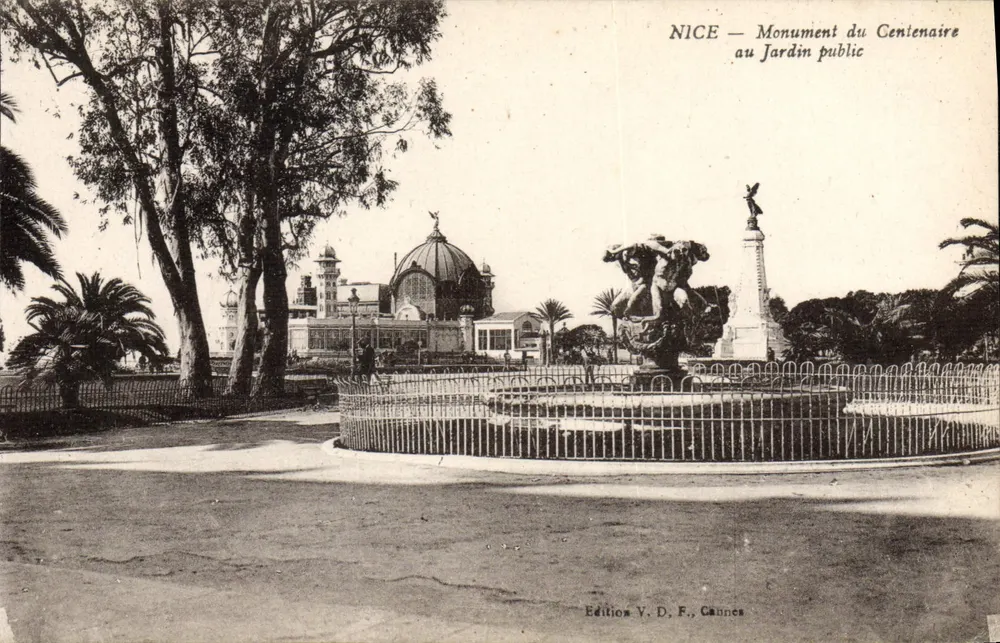 Nice — Monumento do Centenário no Jardim Público — Edições Y. D. F., Cannes - Frente