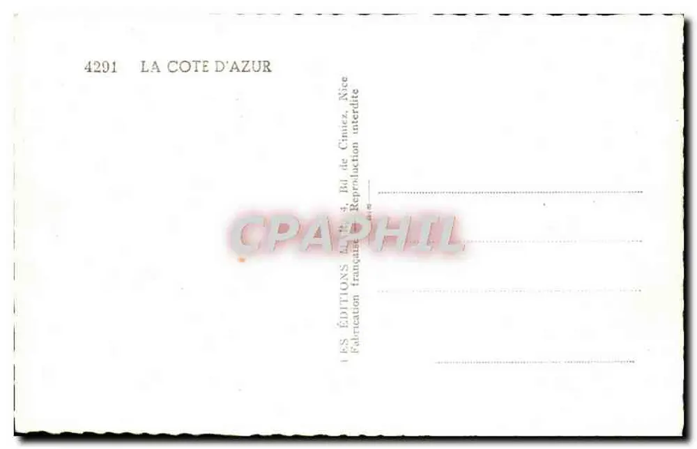 Côte d'Azur — Promenade sous les Pins — Éditions La Côte d'Azur, N° 4291 - Verso