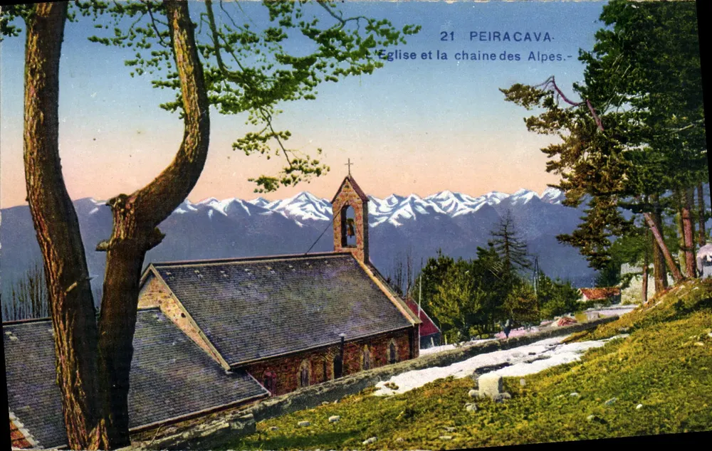 Kirche und die Kette der Alpen — Peiracava — Lévy & Neurdein Réunis, Paris - Vorderseite