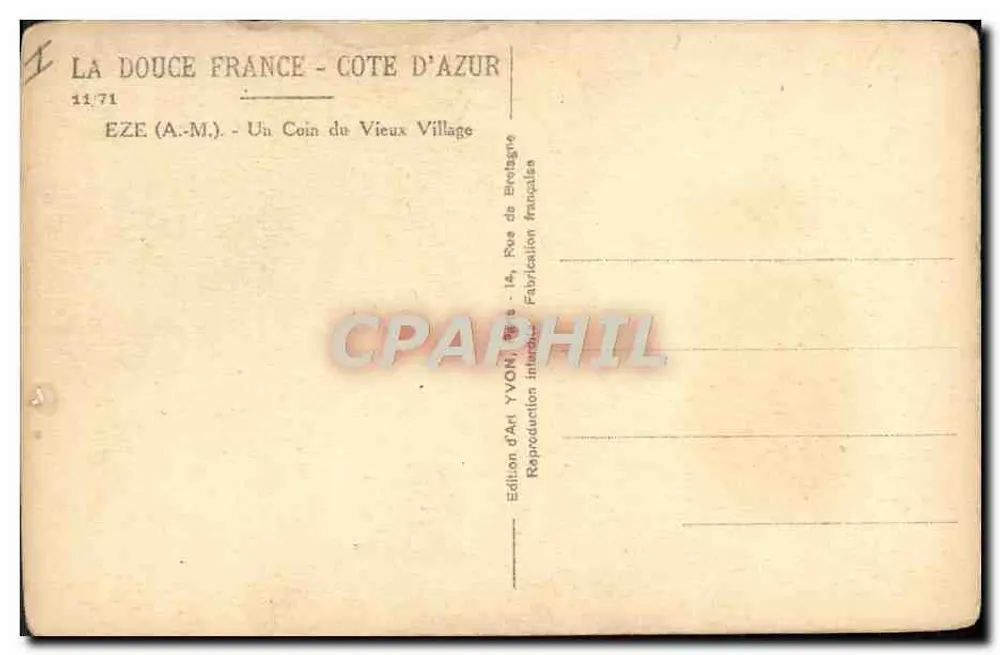 Eze (A.M.) — Um Canto do Velho Village — Edição de Arte YVON - Verso