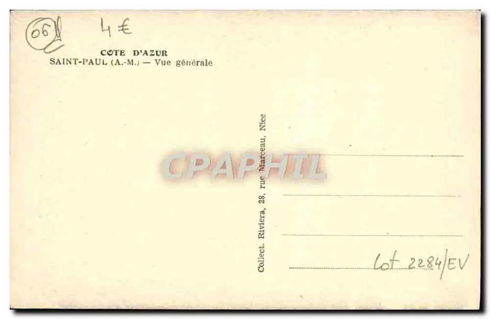 Saint-Paul (A.M.) — Vista Geral — Collect. Riviera, 28, rue Marceau, Nice - Verso