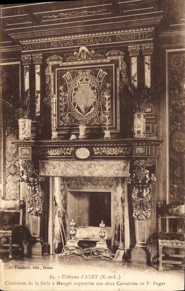 Kamin im Speisesaal des Schlosses ANET — mit zwei Kariatiden verziert — Verlag G. Foucault, Dreux - Vorderseite