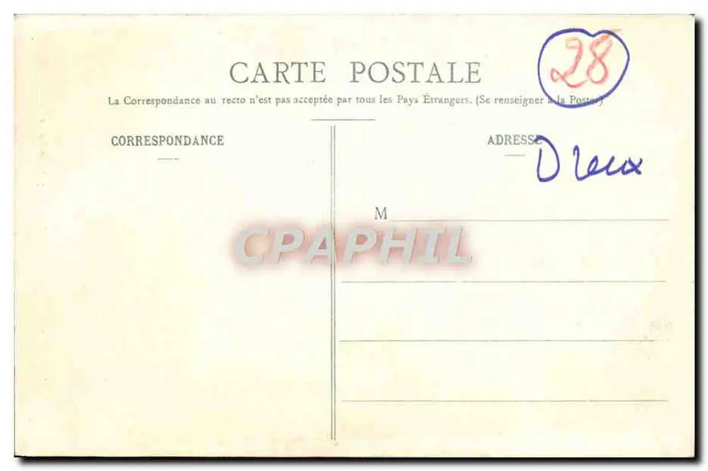 Dreux — Portal der Kapelle Saint-Louis — Ch. Foucault, Verlag, Dreux, n°127 - Rückseite