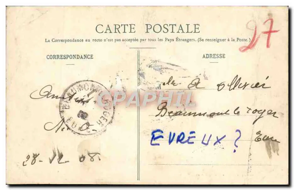Evreux-Navarre - A Igreja — Edição das Novas Galerias, n°52 - Verso