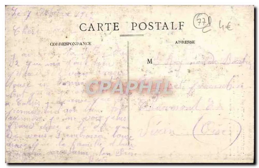Provins — A Torre César — Curioso donjon do século XIII. Os ingleses que se estabeleceram lá durante o cerco de 1432, o cercaram de uma varanda para se defenderem. - Verso