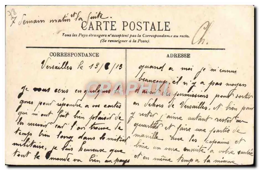 Versailles — O Hotel de Ville — LL. — Editor LL, n° 280 - Verso