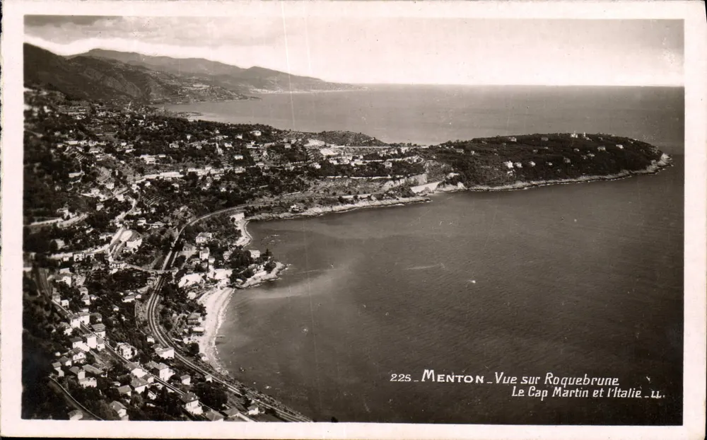 Menton — Ansicht von Roquebrune, Cap Martin und Italien — LL, Nr. 225 - Vorderseite