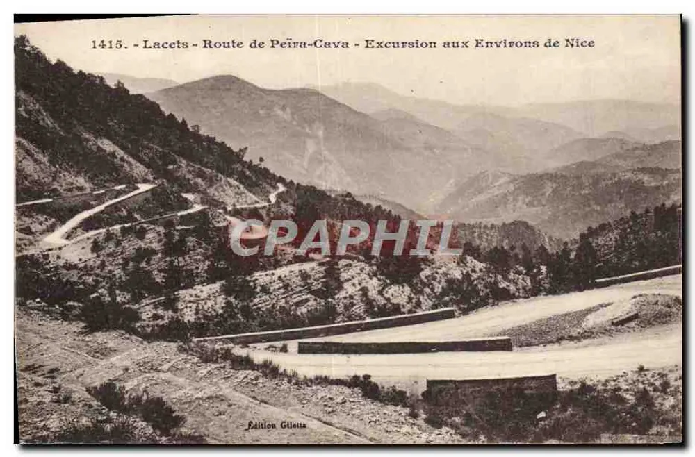 Lacets - Route de Peïra-Cava - Excursion aux Environs de Nice — Wydawnictwo Glietta, n° 1415 - Awers
