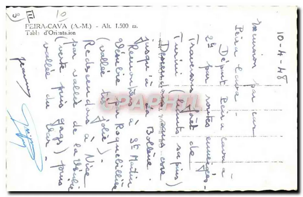 पेयरा-कावा (ए.-एम.) — ओरिएंटेशन की टेबल — प्रकाशक 'क्रिम' और संख्या 10 - पीछे