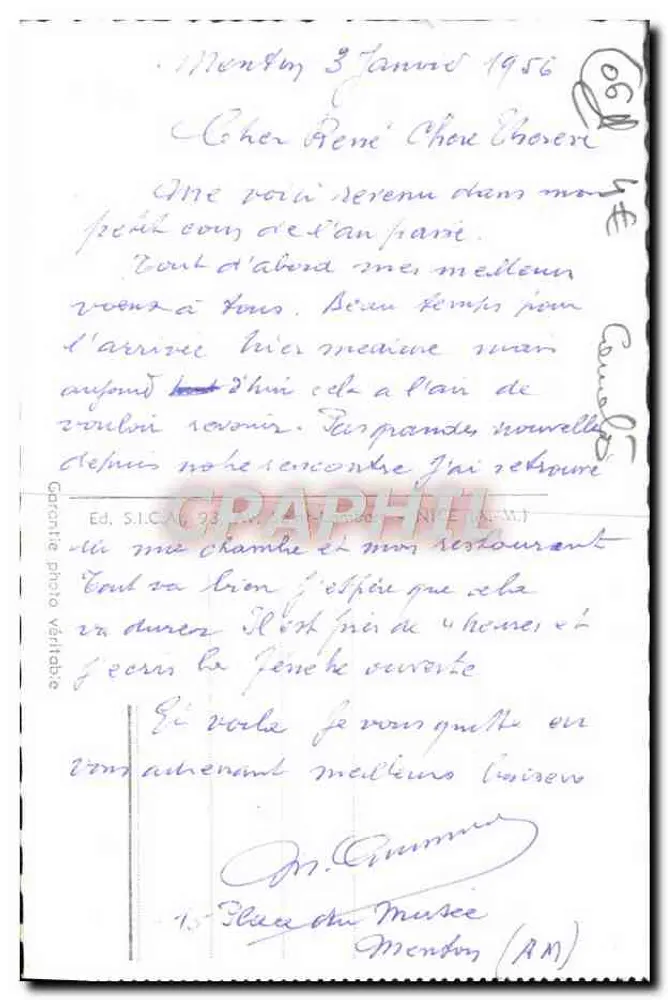 Cap-Martin - Panoramablick auf Menton und die Grenze — M.18, Verleger S.I.C.A.G. - Rückseite