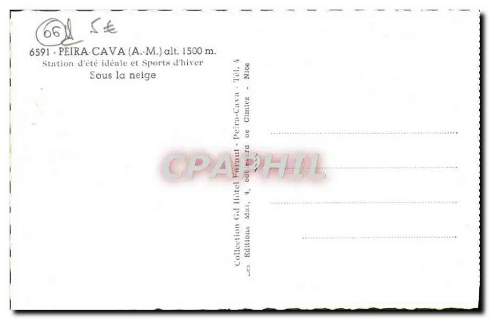 Peira-Cava, alt.1500 m. — Sob a neve — Éditions Gd Hôtel - Verso