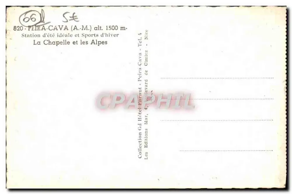 La Chapelle - Peïra Cava (A.M.) — Ideal Sommerresort und WinterSport — Éditions Les Editions, 4, boulevard de Gimiez - Nice - Rückseite