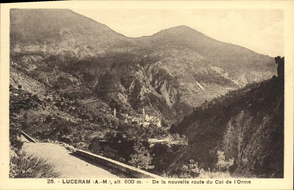 Luceram (A.-M.) — vista desde a nova estrada do Col de l'Orme — editor L. Gilletta e Cie, Nice - Frente