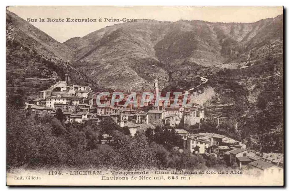 Luceram — Allgemeiner Blick — Gime de Brans und Col de l'Able (Höhe 665 m.) — Verlag Gilletta n° 1194 - Vorderseite