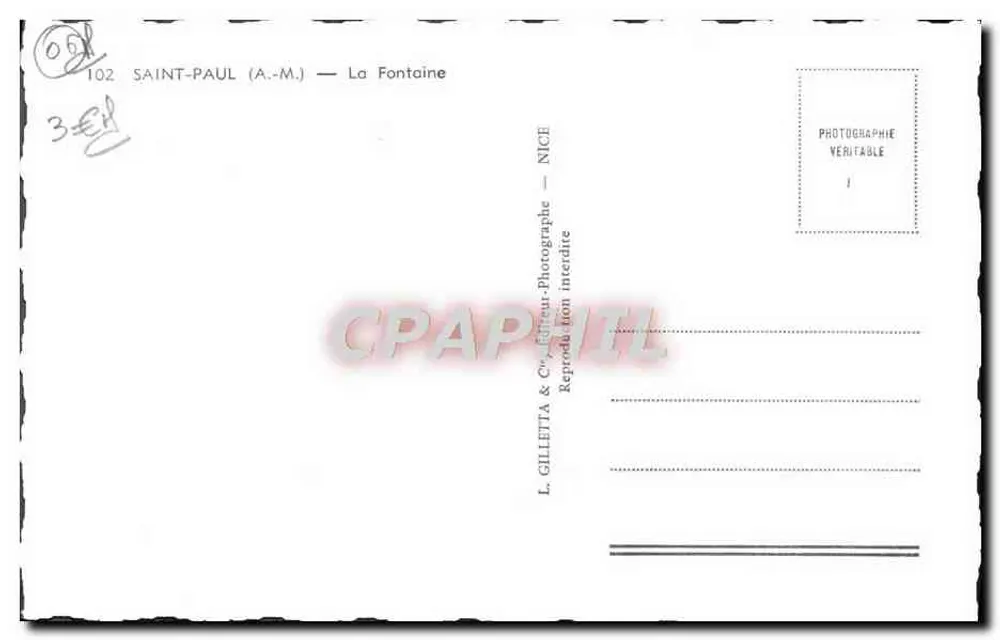 Saint-Paul (A.M.) — Fontanna — L. Gilletta & Cie, Nice - Rewers