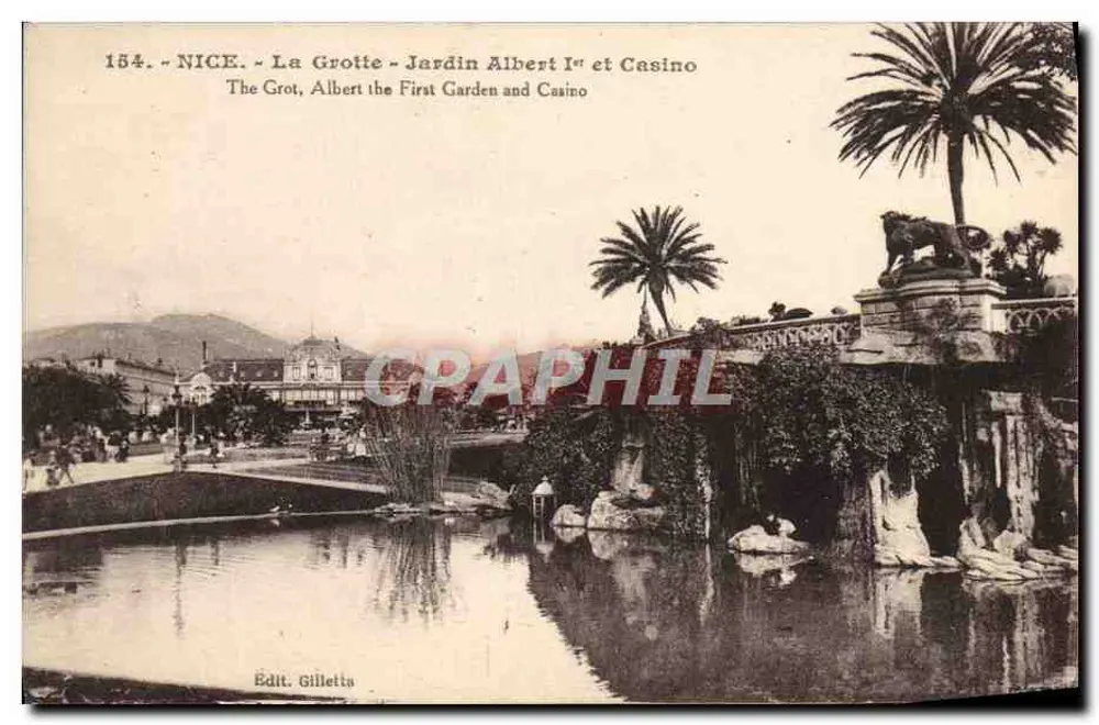 Nice - Die Höhle, Garten Albert I und Casino — Verlag Gilletta, Nr. 154 - Vorderseite