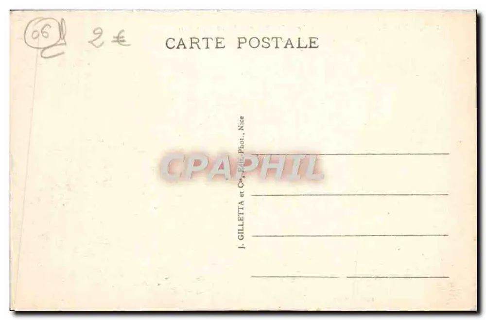 Nice - Die Höhle, Garten Albert I und Casino — Verlag Gilletta, Nr. 154 - Rückseite