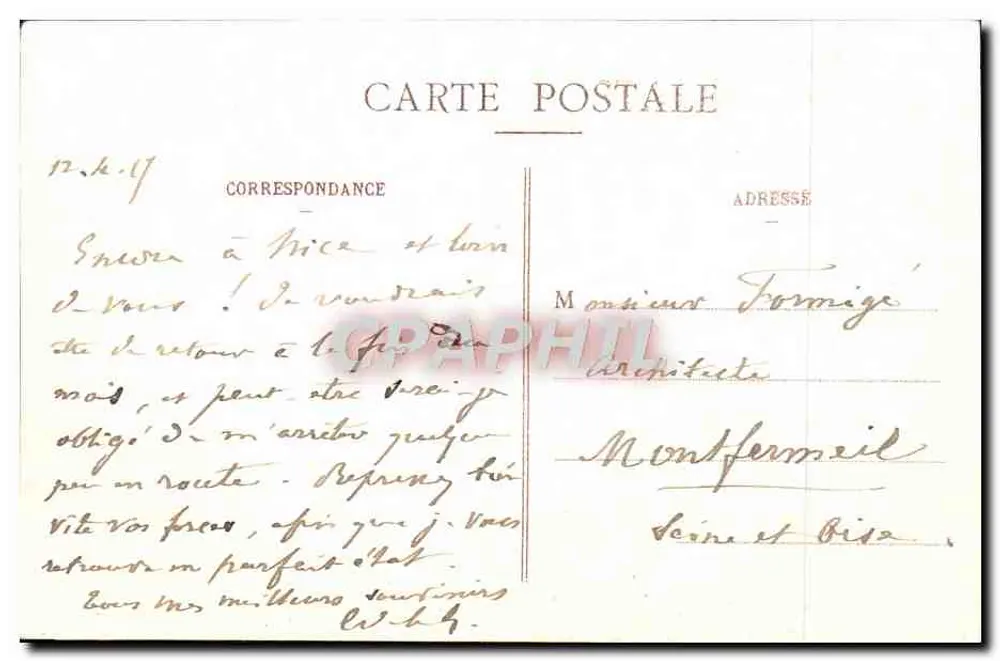 Nice - Vista general tomada desde el Mont Boron - B.F. - n°30 - Reverso