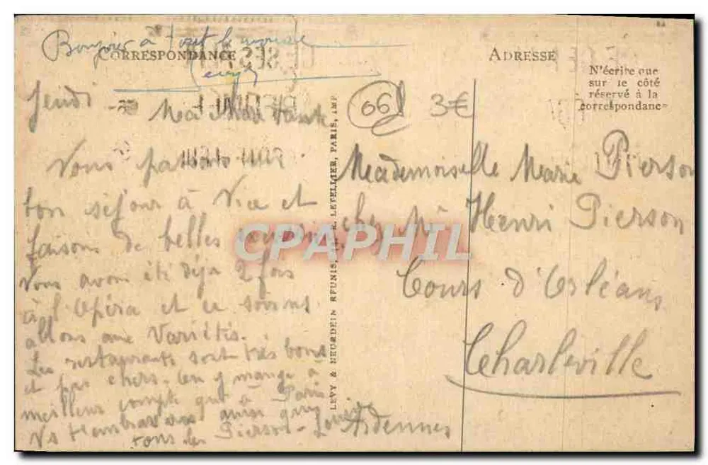 Nice — Avenida de Verdun — Verdun Avenue — L.L. — Editor L.L. — N° 109 - Verso
