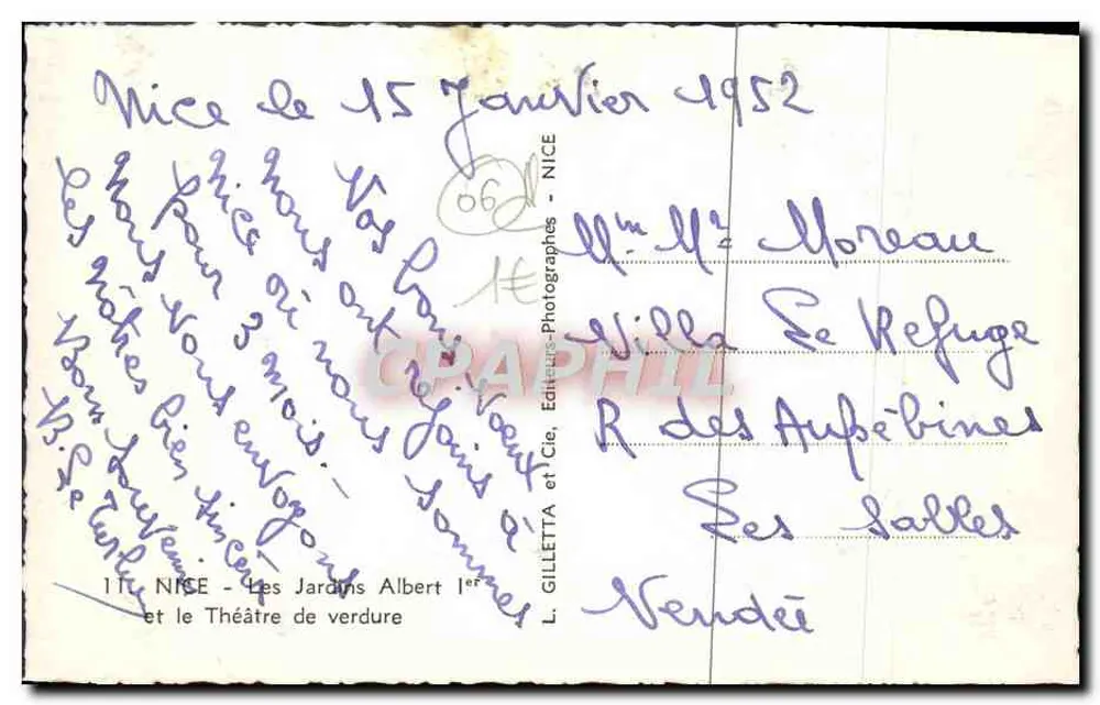 Nice - Die Albert-Gärten und das Grüntheater — L. Gilletta et Cie, Nice - Rückseite