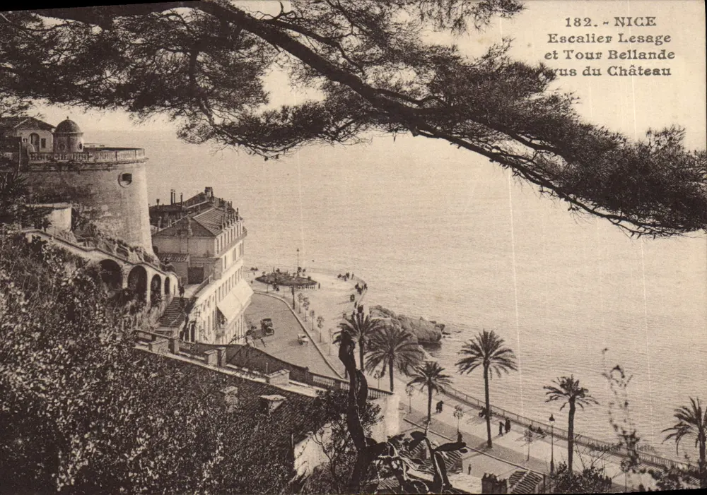 Nice - Treppen Lesage und Turm Bellande - Ansicht des Schlosses - Vorderseite