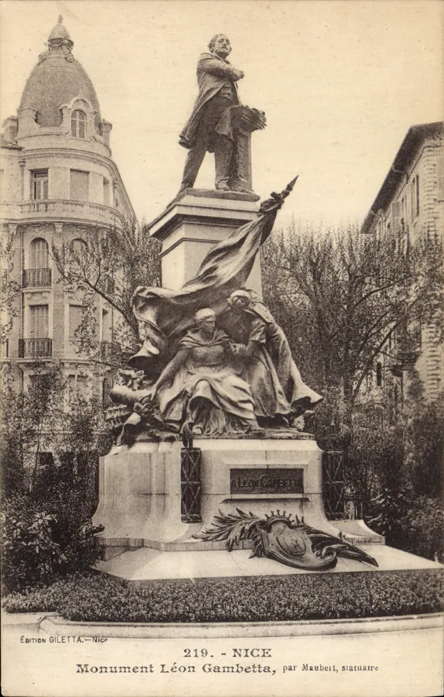 Monumento Léon Gambetta — Nice — Edição Giletta, n°219 - Frente