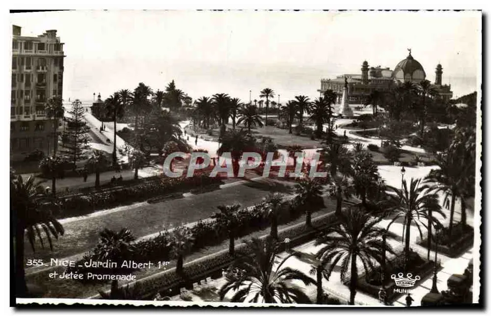 Nice - Jardim Albert 1er e Passeio da Jetée — Éditions d'Art Munier, n°355 - Frente