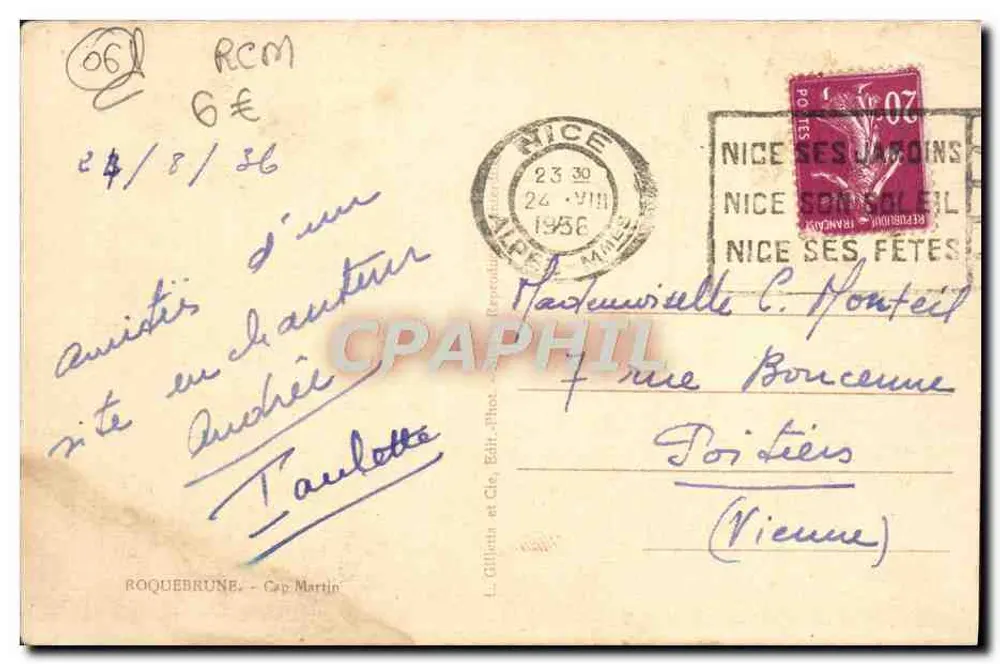रॉकब्रून-कैप-मार्टिन — गांव और चर्च का दृश्य — एल. गिलेटा एट सी, प्रकाशक - पीछे