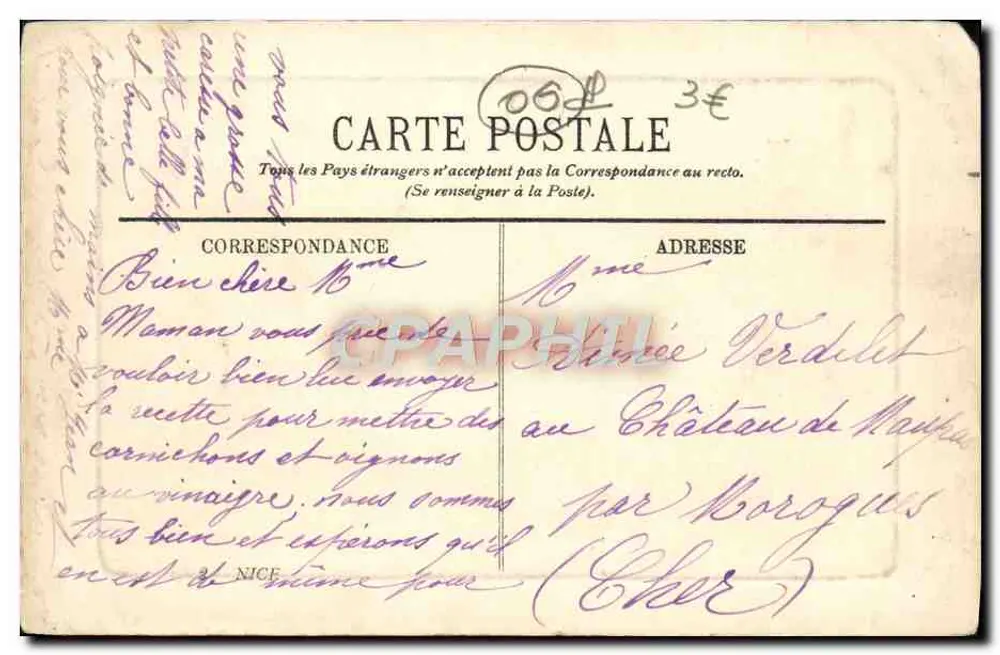 Nice — panorama — Panorama, éditeur imprimeur inconnu - Verso