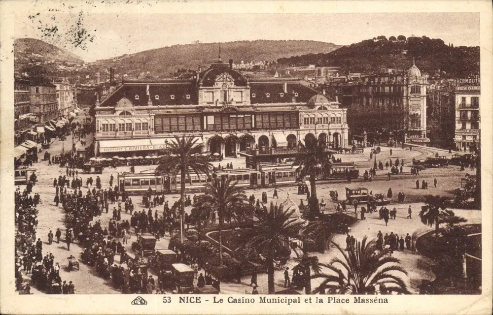 Nice — Das Municipale Casino und die Place Masséna — Verlag Alaciance des Arts Photomécaniques, n° 53 - Vorderseite