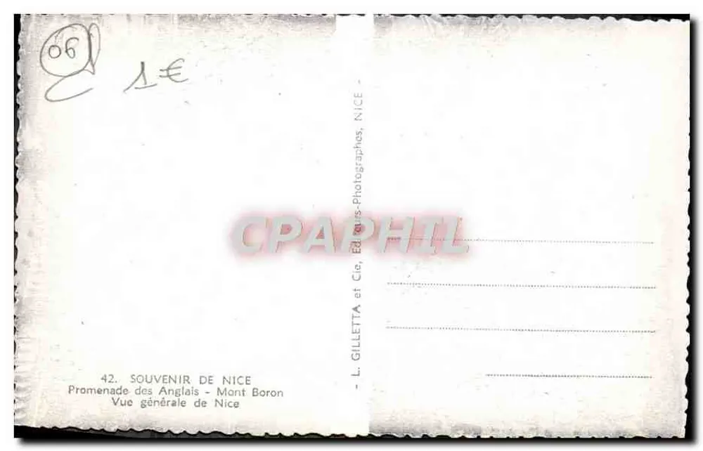 Ansicht der Promenade des Anglais in Nice — Souvenir de Nice — L. Gilletta et Cie, Nice - Rückseite