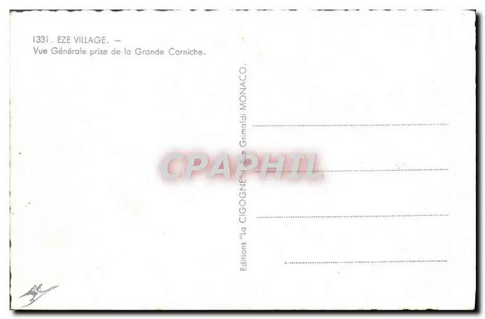 Eze Dorf — Allgemeiner Blick von der Grande Corniche — Editions Grimaldi Monaco - Rückseite