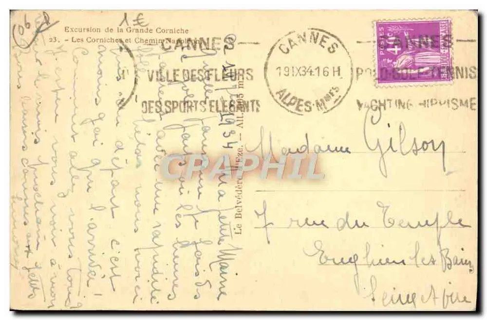 Le Corniches e Chemin de la Grande Corniche — Cannes - Verso
