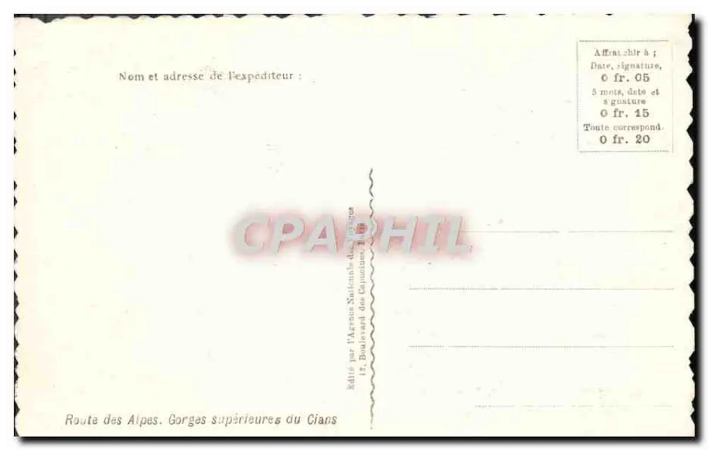 Oberen Schluchten des Cians — Route des Alpes — Verlag der Nationalen Agentur der Alpen - Rückseite