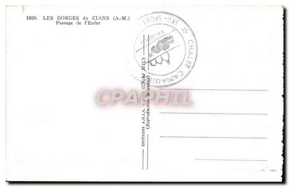 As Gorges do Cians — Passagem do Inferno — Éditions A.P.D.L.A. (Châlet-Milc) - Verso