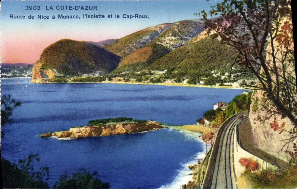 Rodovia de Nice a Mônaco, a Isolette e o Cap-Roux — A Côte-d'Azur — (A.D.I.) - Frente