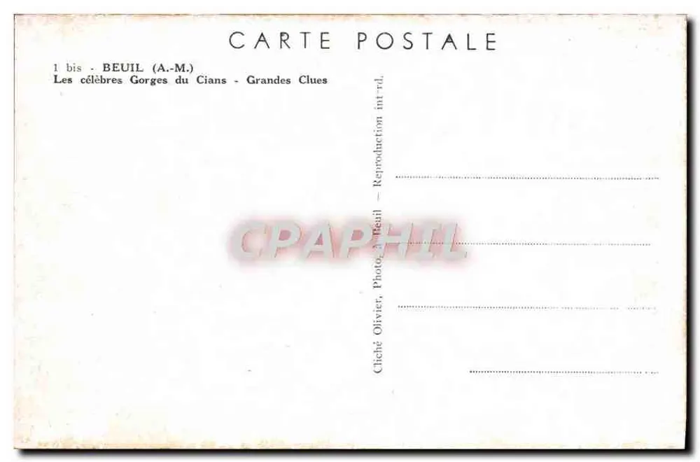 Gorges du Cians — Grandes Clues — Photo Olivier, Beuil - Rückseite