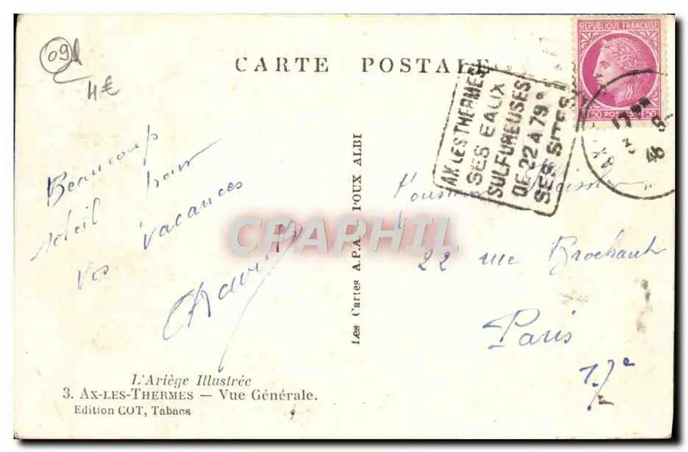 Ax-les-Thermes — Vista Geral — As Cartas APAILOUX Aldi - Verso