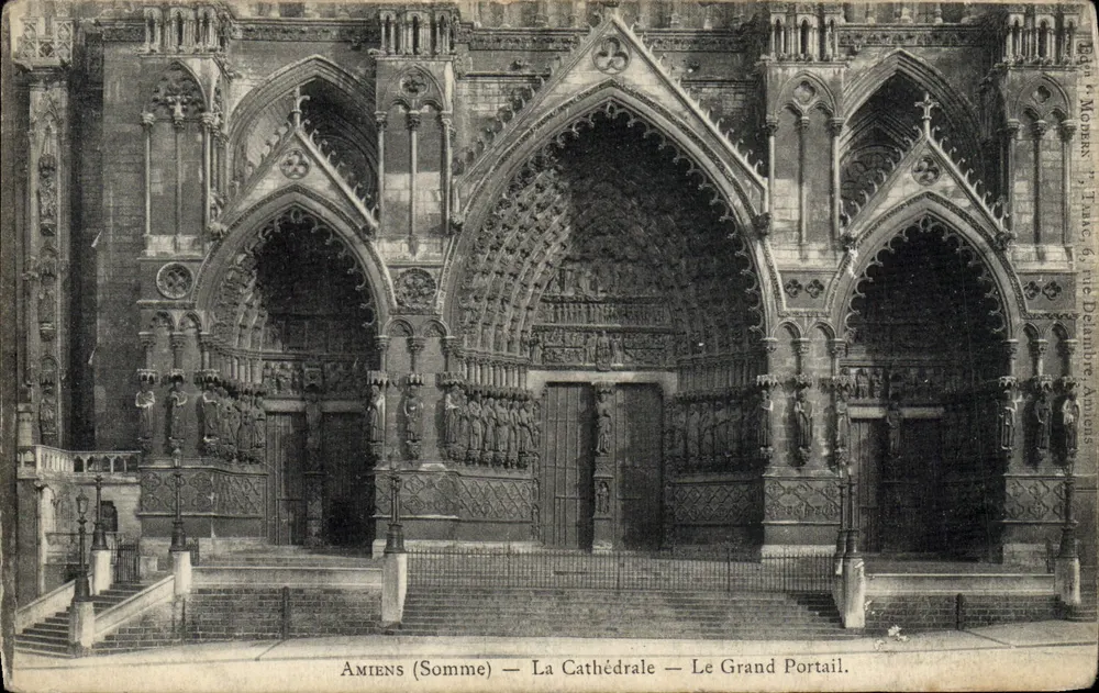 Amiens (Somme) — A Catedral — O Grande Portal — Ed. Mornant, França, n°6 - Frente