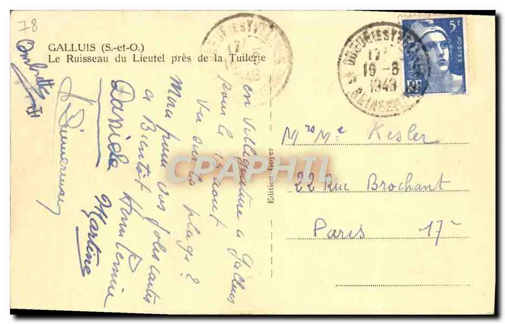 Galluis (S.-et-O.) — Der Lieutel-Fluss nahe der Tuilerie — Édition Lévy, n°78 - Rückseite