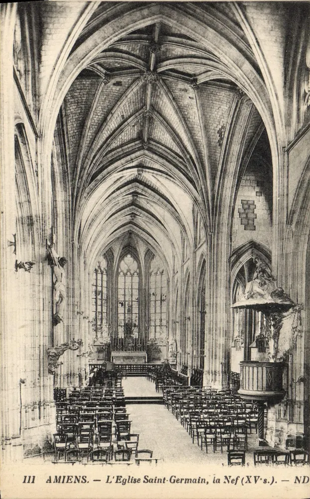 Amiens — A Igreja de São Germain, a Nave (século XV) — ND - Frente