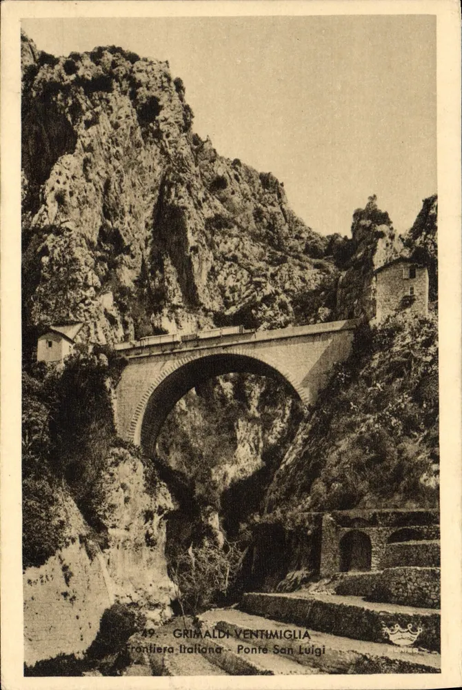 Ponte San Luigi — Italienische Grenze zwischen Grimaldi und Ventimiglia — Verlag Grimaldi Ventimiglia, Nr. 49 - Vorderseite