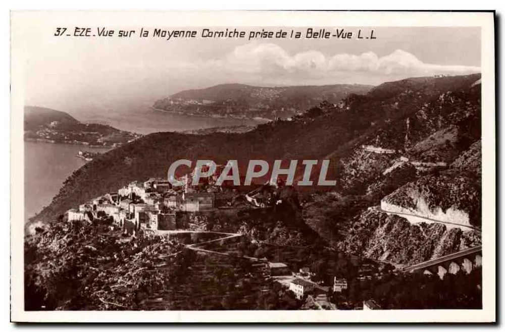 Eze — Aussicht auf die Mittlere Corniche vom Belle-Vue L.L. — Serie 37 - Vorderseite