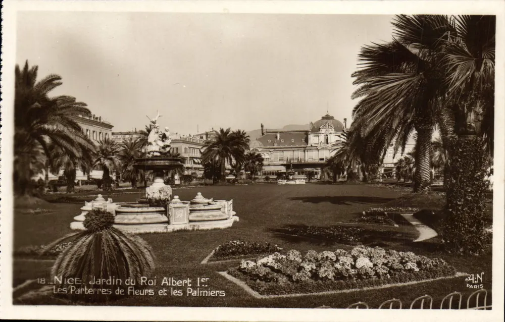 Nice. Garten des Königs Albert I. — Die Blumenbeete und die Palmen — A.N. Paris, n°18 - Vorderseite