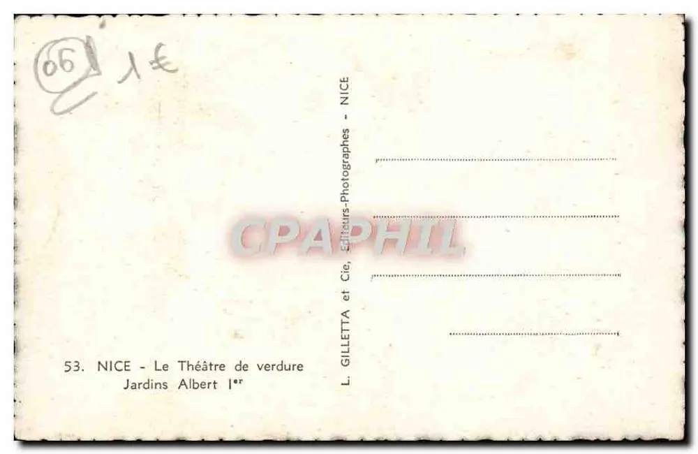 Albert-Gärten — Grüntheater — L. Gilletta et Cie, Nizza - Rückseite