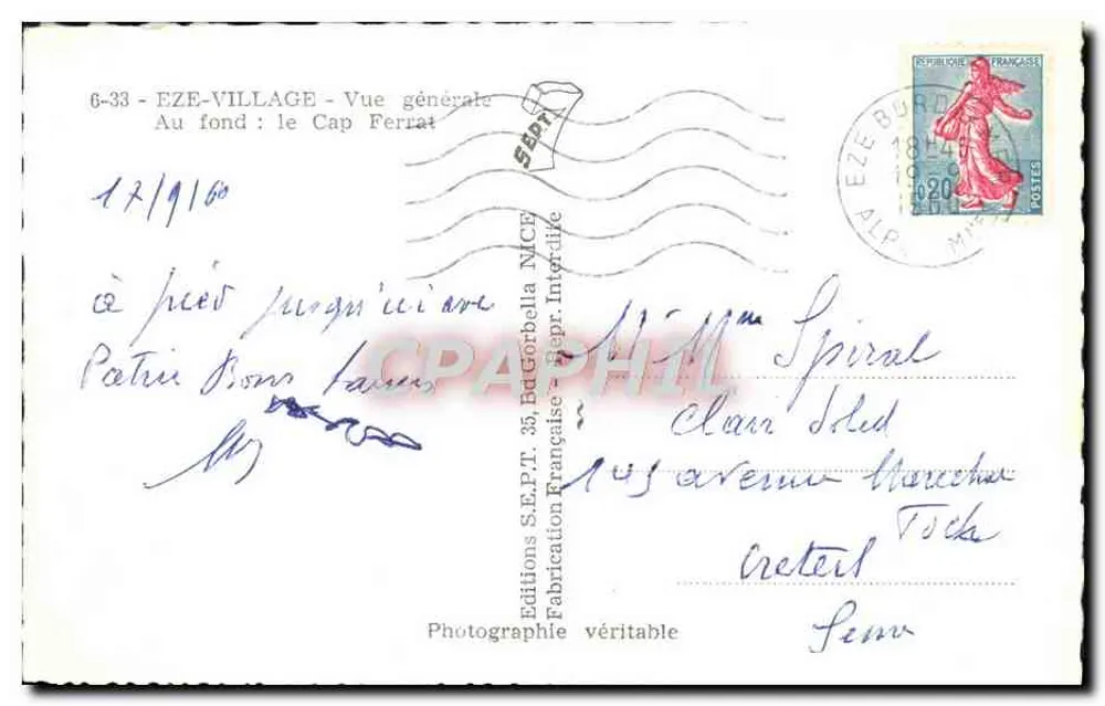 Eze-Village — Allgemeine Ansicht — Editions S.E.P.T. 33, Bd Gorbella - Rückseite