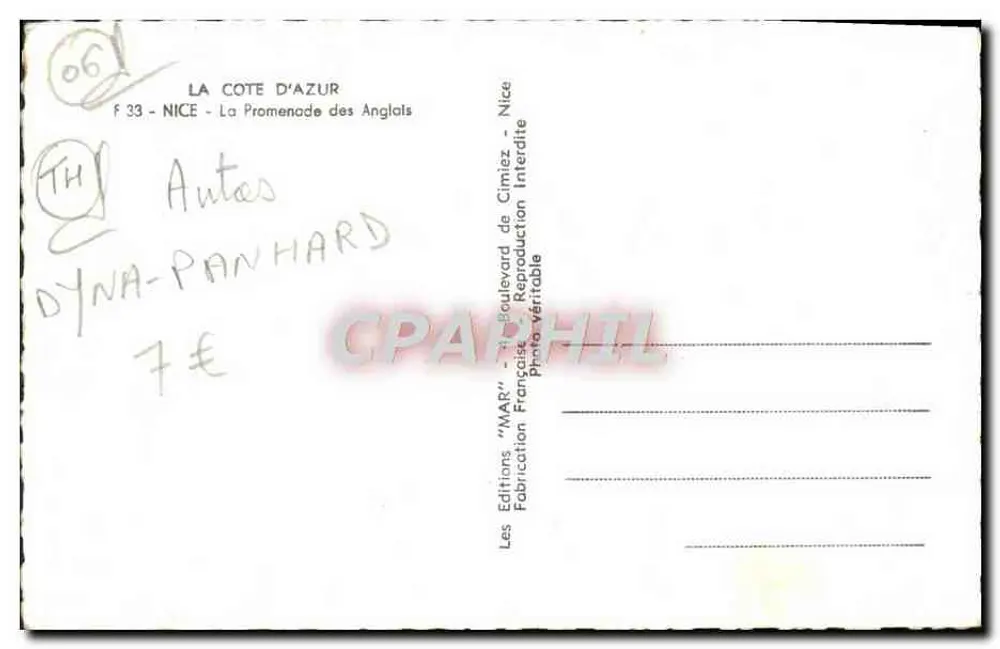 Nice - La Promenade des Anglais — Le Edizioni "MAR" — F 33 - Verso